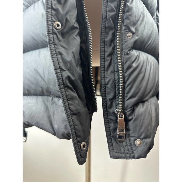 *Flawed Burberry Brit Down Puffer Jacket Coat Belted Hooded Quilted Black Size M - Picture 12 of 16